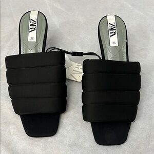 Zara Women's Black Quilted Mules